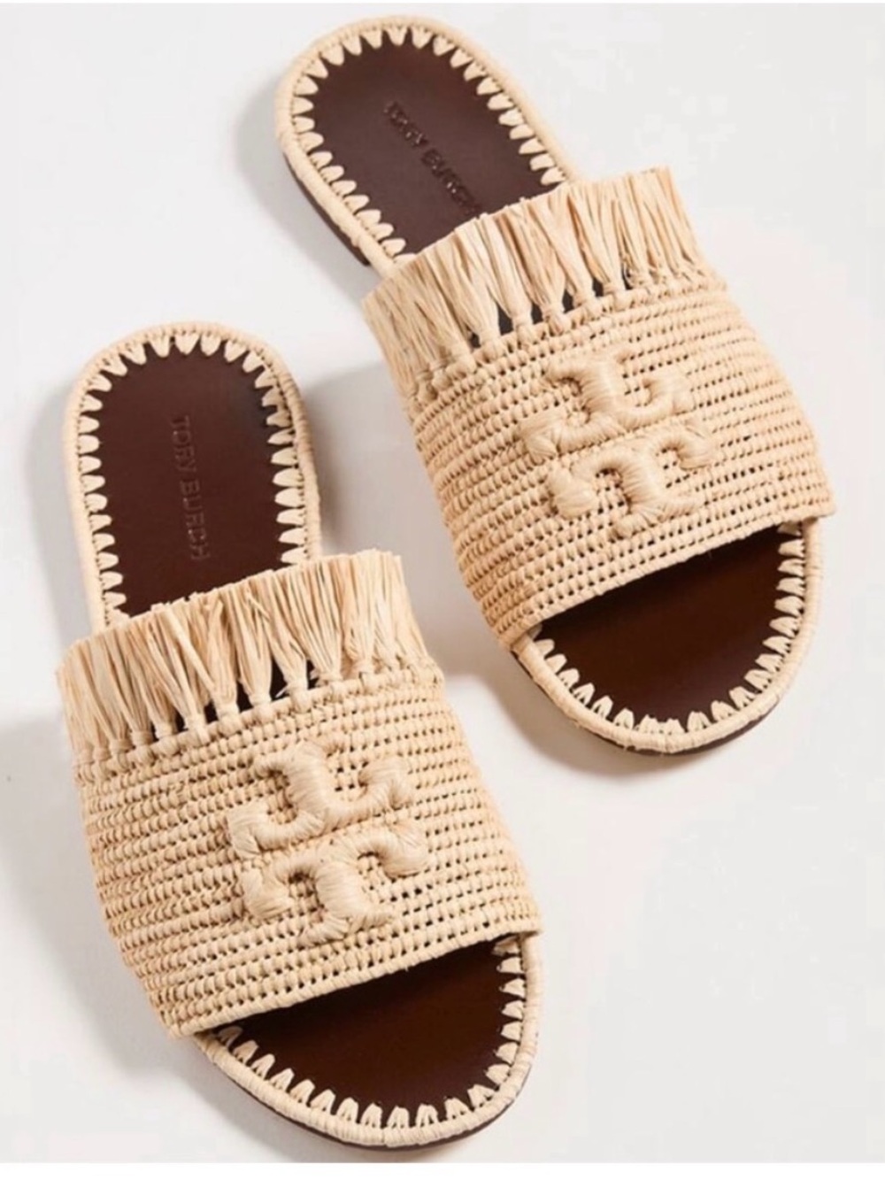 Tory Burch Natural Eleanor Raffia Slide Sandals - Picture 11 of 13